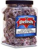 Rainbow Nonpareil Dark Chocolate Pretzels — Jumbo Jar