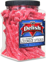 Sweet & Sour Strawberry Licorice Sticks — Jumbo Jar - It's Delish