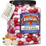 Red, Pink & White Jordan Almonds Mix — Jumbo Jar