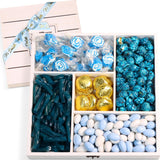 Blue Candy Gift Tray  Wood Gift Basket with Lid