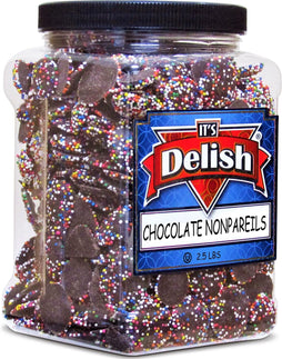 Rainbow Nonpareil Dark Chocolate Discs — Jumbo Jar - It's Delish