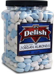 Blue and White Jordan Almonds Mix, 3.5 lbs Jumbo Container - It's Delish