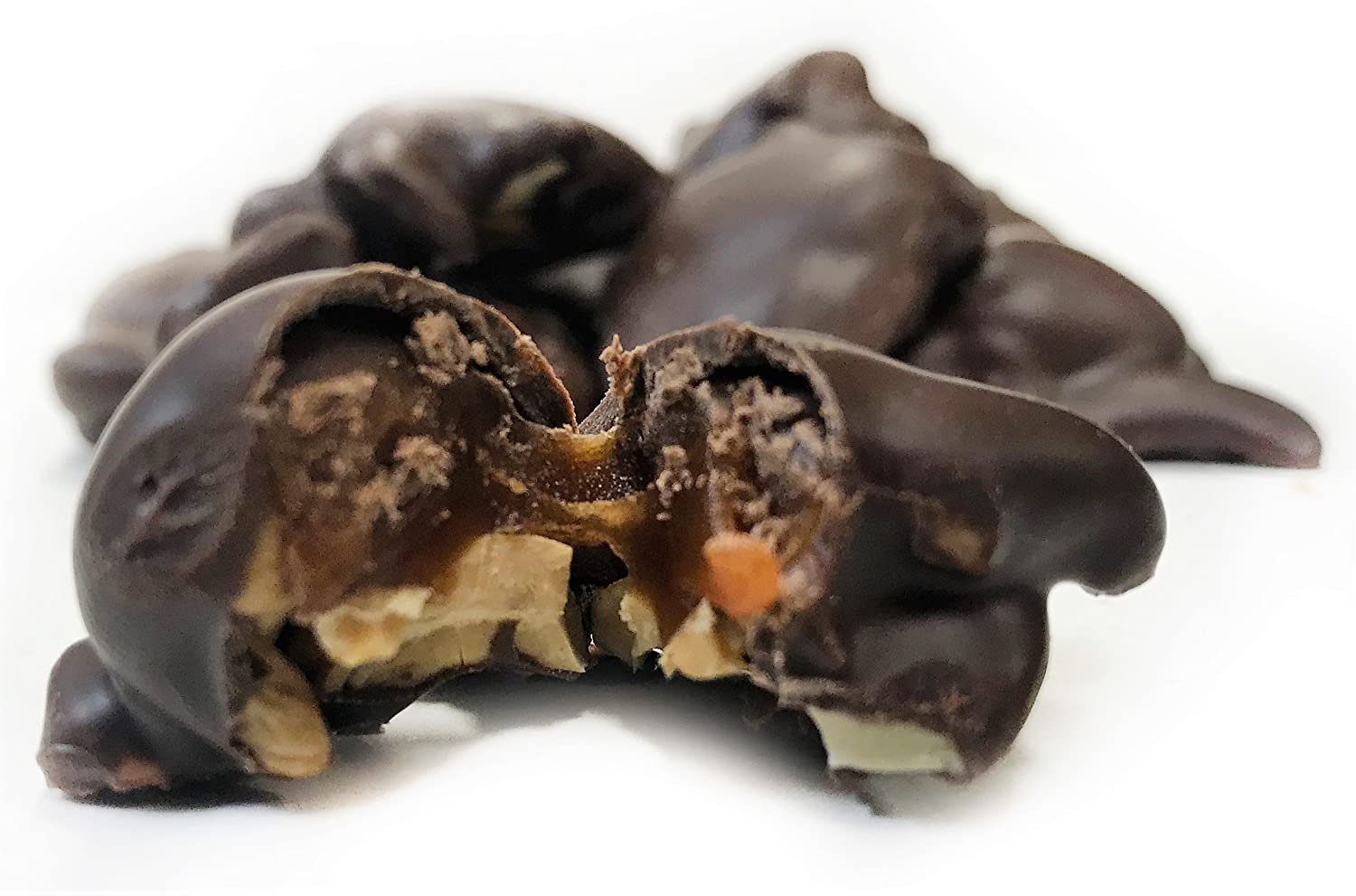 Dark Chocolate Cashew Clusters (Caramel Filled) - It's Delish