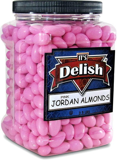 Pink Jordan Almonds 3.5 lbs Jumbo Container - It's Delish