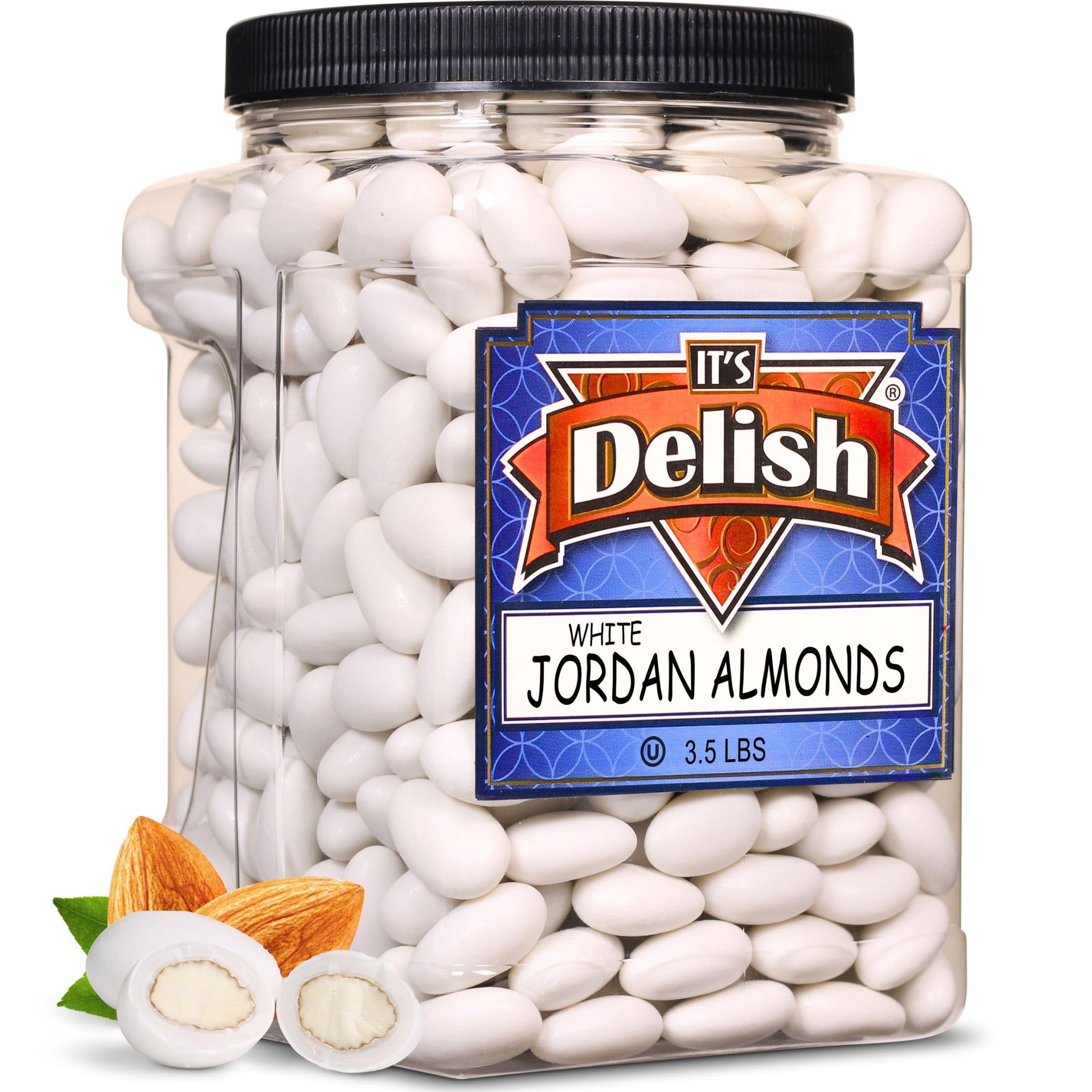 Sugar-Free White Jordan Almonds Jumbo Jar - It's Delish